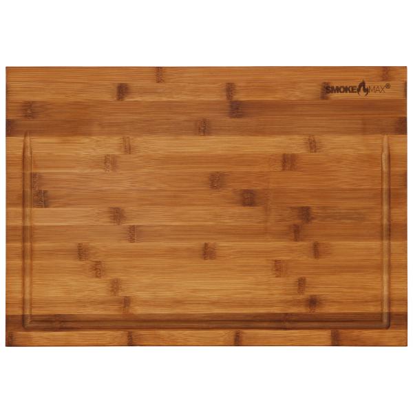 2-1 large solid wood block chopping board & serving board in one bamboo block (approx. 50 x 35 x 5 cm) dark bamboo